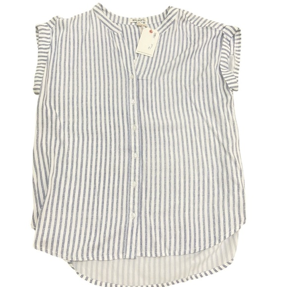 NWT Rag Poets 2 piece striped blue & white cropped pant & cap sleeve top medium - Picture 6 of 16